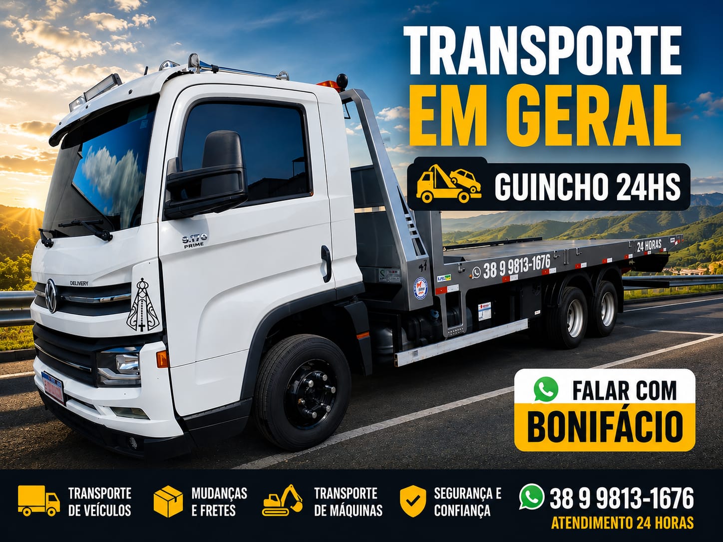 Caminhão plataforma Bonifácio Guincho em Três Marias